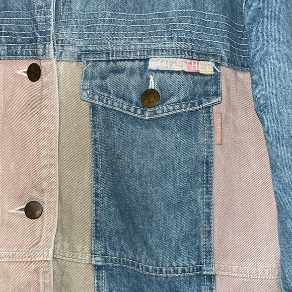 Vintage Together Pastel Color Block Denim Jean Jacket - Picture 6 of 13